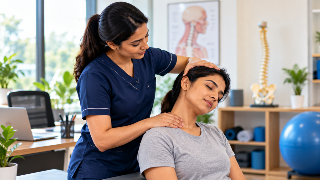 gentle neck therapy in a modern clinic