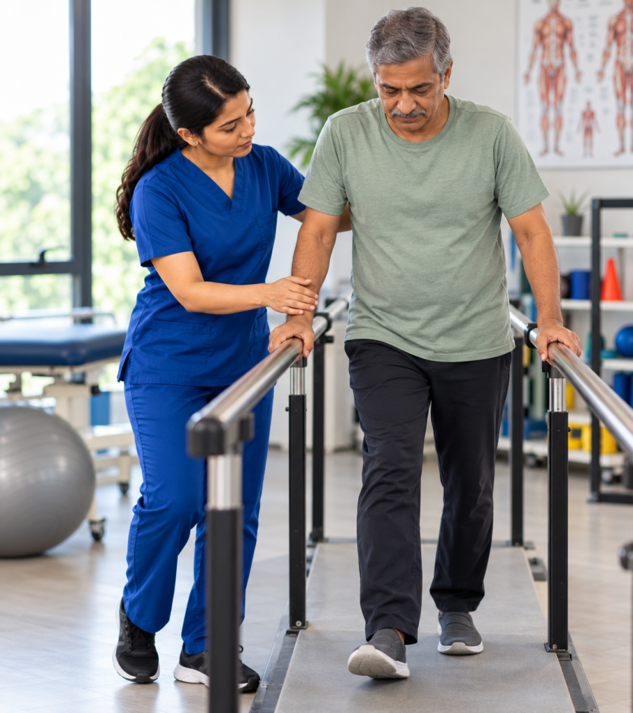 guided walking practice in rehab clinic 4