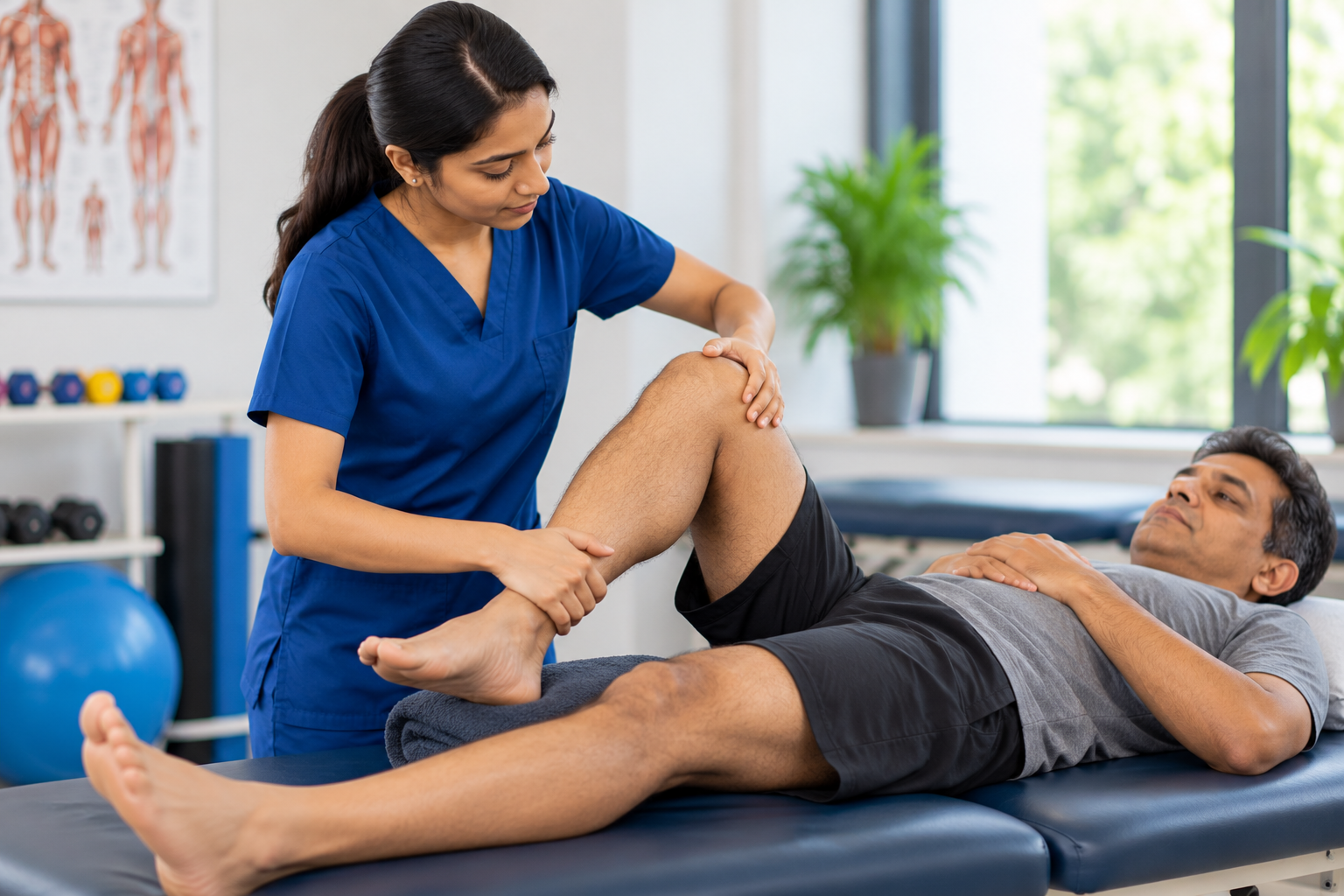 physiotherapy knee assessment in modern clinic