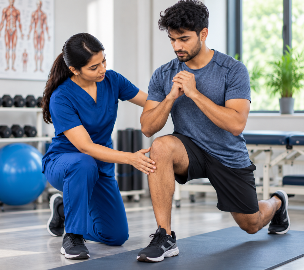 physiotherapy lunge training in modern clinic